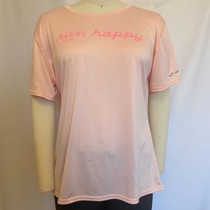Brooks Short Sleeve T Shirt Pink  “Run Happy”             SIZE: XL